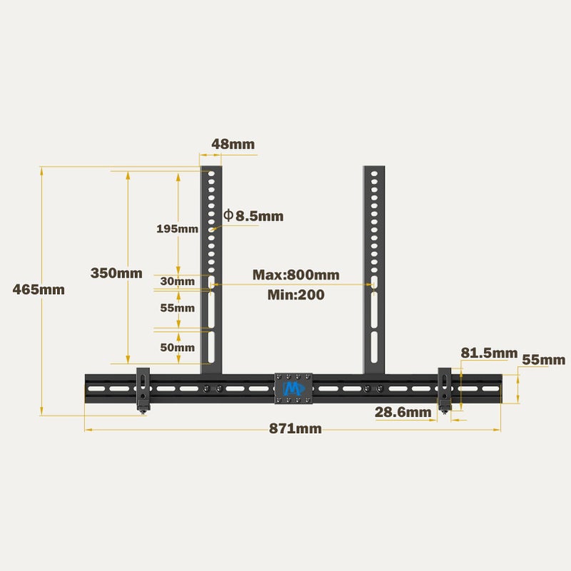 Mounting Dream Soundbar Mount Sound Bar TV Bracket with Holes/Without Holes, Non-Slip Base Holder Extends 3.4" to 6.1", Up to 20 LBS, Safe and Easy to Install MD5425 - Image 2